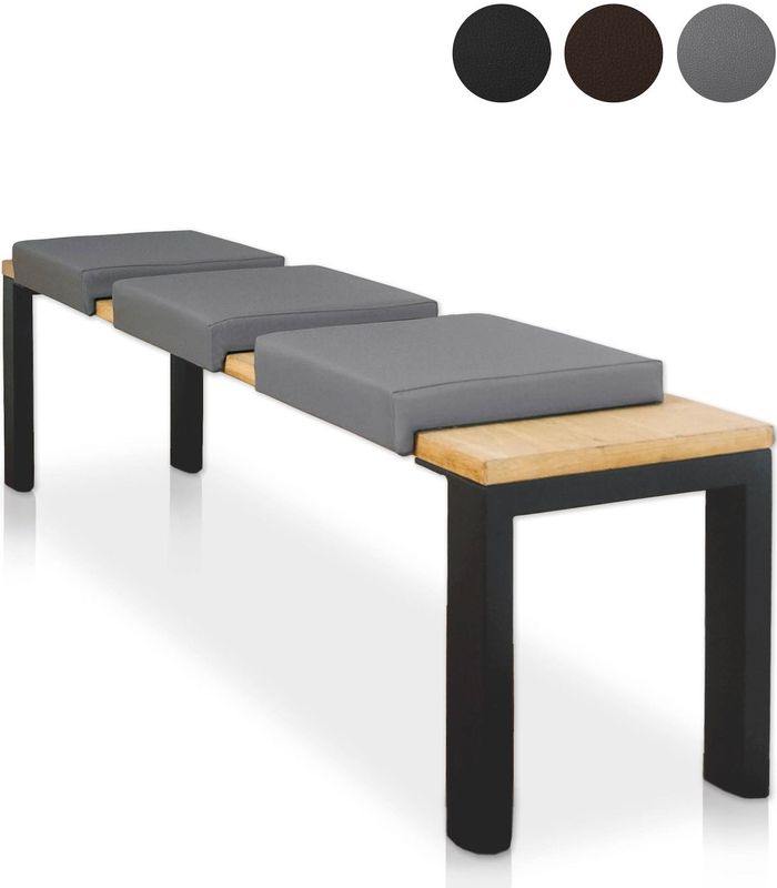 Lycce Bankauflage Kunstleder Klemmkissen 1 Leiste, extra weiche Polsterung (6cm Höhe), Sitzkissen Bank rutschfest, 100.000 Scheuertouren, Banktiefe ab 35 cm