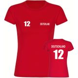 multifanshop Damen T-Shirt - Deutschland - Trikot Nummer 12 - Druck weiß - Frauen
