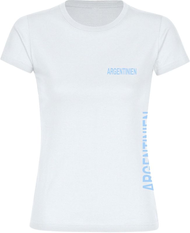 multifanshop Damen T-Shirt - Argentinien - Brust & Seite - Druck hellblau - Frauen
