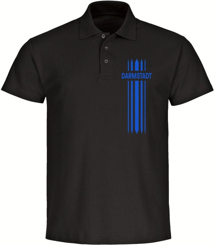 multifanshop Poloshirt - Darmstadt - Streifen - Druck blau - Polo