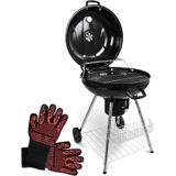 deluxe4homeÂ® BBQ Kugelgrill mit Ablage und Handschuhen