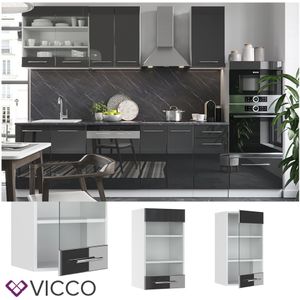 VICCO Hängeglasschrank 40 cm Anthrazit Küchenzeile Unterschrank Fame