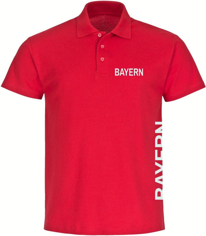 multifanshop Poloshirt - Bayern - Brust & Seite - Druck weiß - Polo