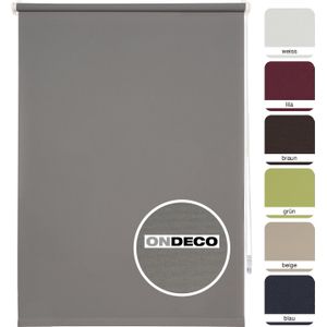 Ondeco Tageslichtrollo Win ohne Bohren Klemmfix lichtdurchlässig und Blickdicht Farbe: Grau, Größe: 140x160 cm
