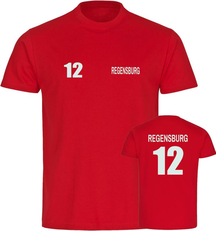 multifanshop Kinder T-Shirt - Regensburg - Trikot Nummer 12 - Druck weiß - Kind