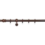 Ondeco Gardinenstange Holz 28mm 1-lauf Komplettgarnitur Vorhangstange Farbe: Nussbaum, Größe: 120 cm