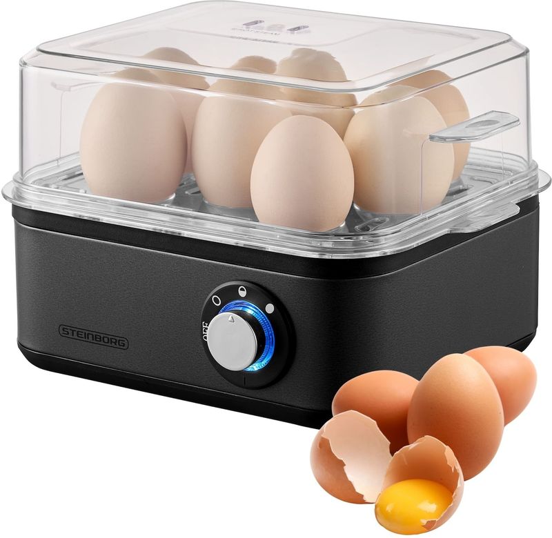 Steinborg Eierkocher Edelstahl für bis zu 8 Eier 500 W