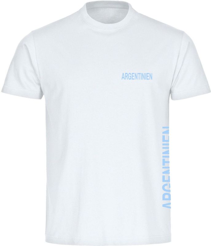 multifanshop Kinder T-Shirt - Argentinien - Brust & Seite - Druck hellblau - Kind