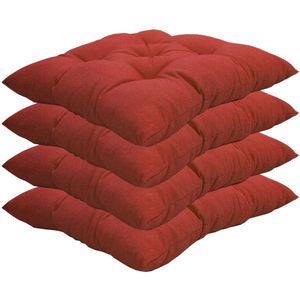 NYVI Stuhlkissen Genua 38x38 cm 4er Pack Sitzkissen mit Steppung Farbe:Rot