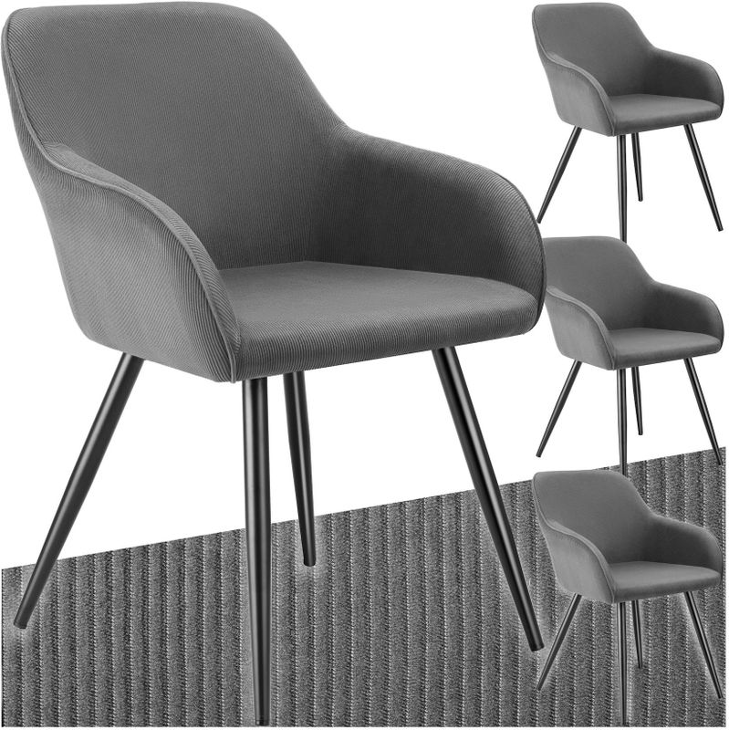 tectake® Esszimmerstuhl, gepolstert, in Cordoptik, robuste Stahlbeine, 58 x 62 x 82 cm