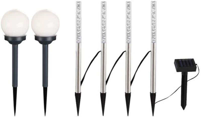 6er Set LED Solar Steckleuchten in Edelstahl