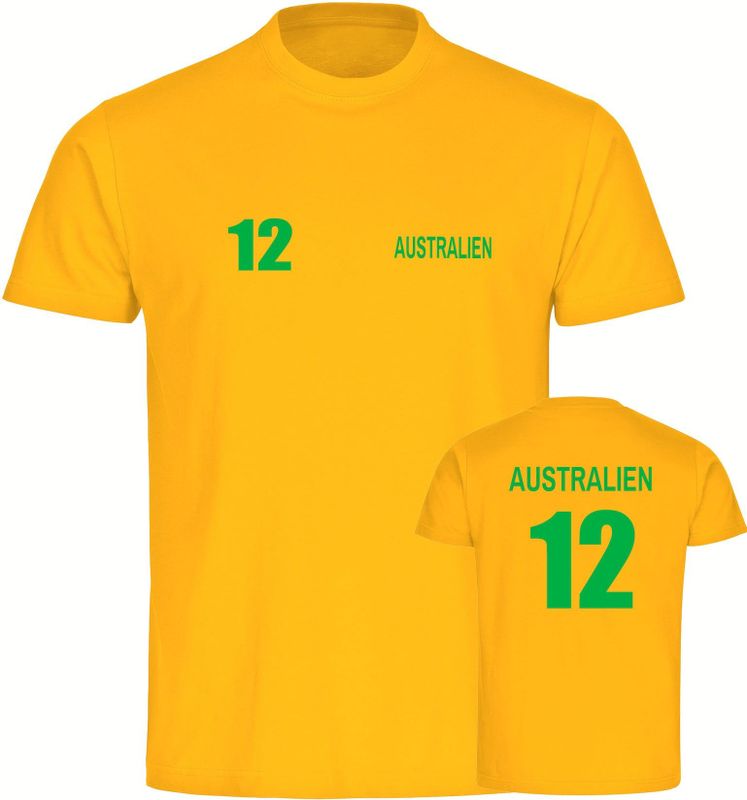 multifanshop Herren T-Shirt - Australien - Trikot Nummer 12 - Druck grün - Männer