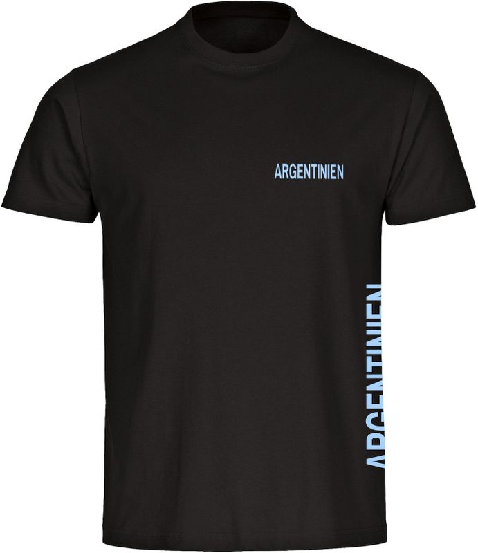 multifanshop Herren T-Shirt - Argentinien - Brust & Seite - Druck hellblau - Männer