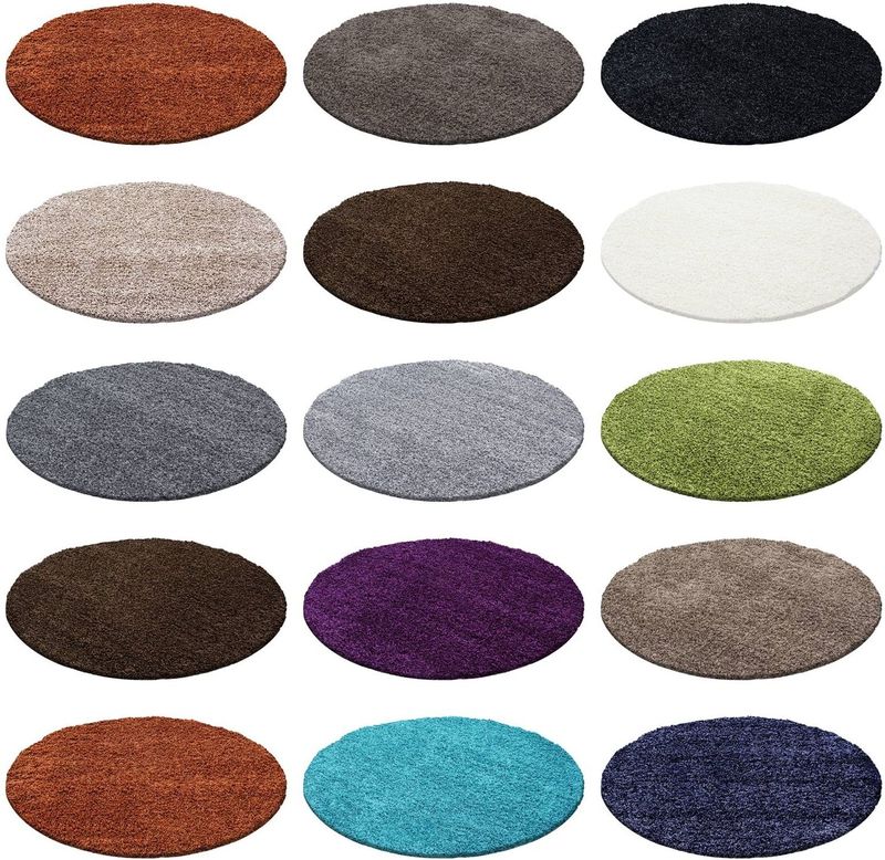 Hochfloriger Teppich, Weich und Flauschig, Rundes Design für Wohnzimmer