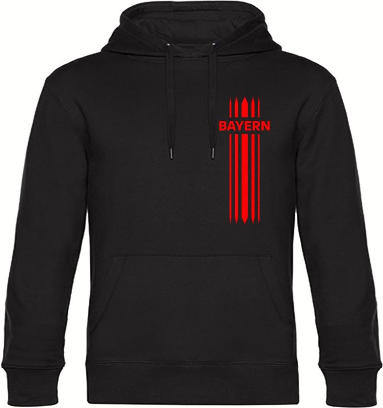 multifanshop Kapuzen Sweatshirt - Bayern - Streifen - Druck rot - Hoodie