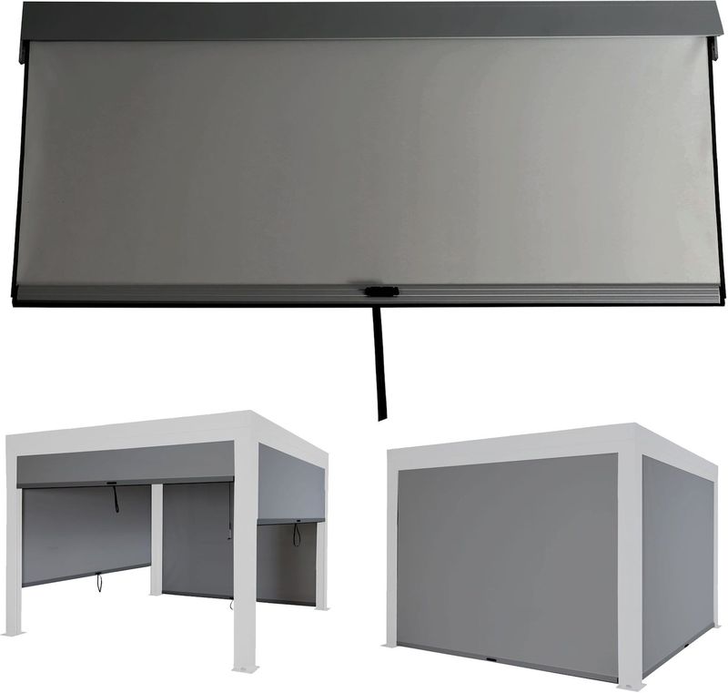 Seitenwand für Pergola MCW-L46, Pavillon Rollo Ersatzseitenwand, Stoff/Textil sturmfest 3x3m ~ anthrazit