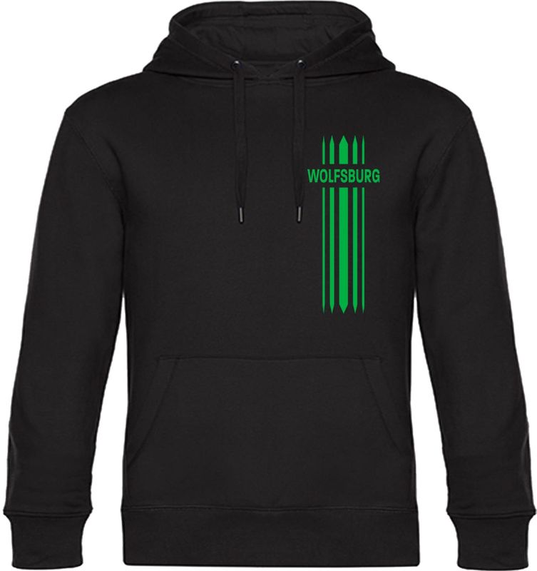 multifanshop Kapuzen Sweatshirt - Wolfsburg - Streifen - Druck grün - Hoodie