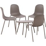 CLP 4er Sitzgruppe Veldin I Garten-Set 4x Stuhl stapelbar und 1x Tisch I Outdoor-Set wetterfest und UV-beständig I Gartenmöbel