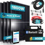 SUNNIVA® 1800W Balkonkraftwerk 800W komplett Steckdose - Astro Energy 800W Wechselrichter - PV Solaranlage Komplettset - 4x 450W (1800W) Solarmodule, Black Frame - inkl. 5m Kabel - Bluetooth, WIFI