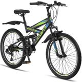 Licorne Bike Strong V Premium Mountainbike in 24 und 26 Zoll - Fahrrad für Jungen, Mädchen, Damen und Herren - Shimano 21 Gang-Schaltung - Vollfederung
