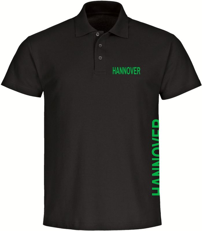 multifanshop Poloshirt - Hannover - Brust & Seite - Druck grün - Polo