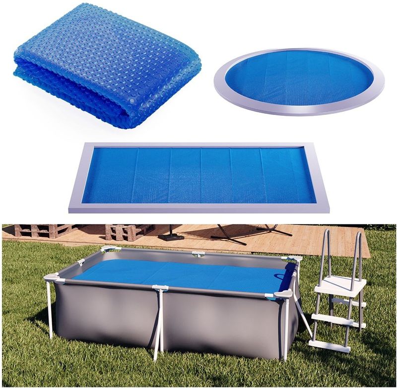 OK-Living Eckige Solarfolie Pool blau, Solarabdeckplane 260x160 cm