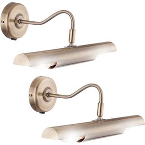 2er Set Bilderleuchte, altmessing, Spot beweglich, 36,5 cm