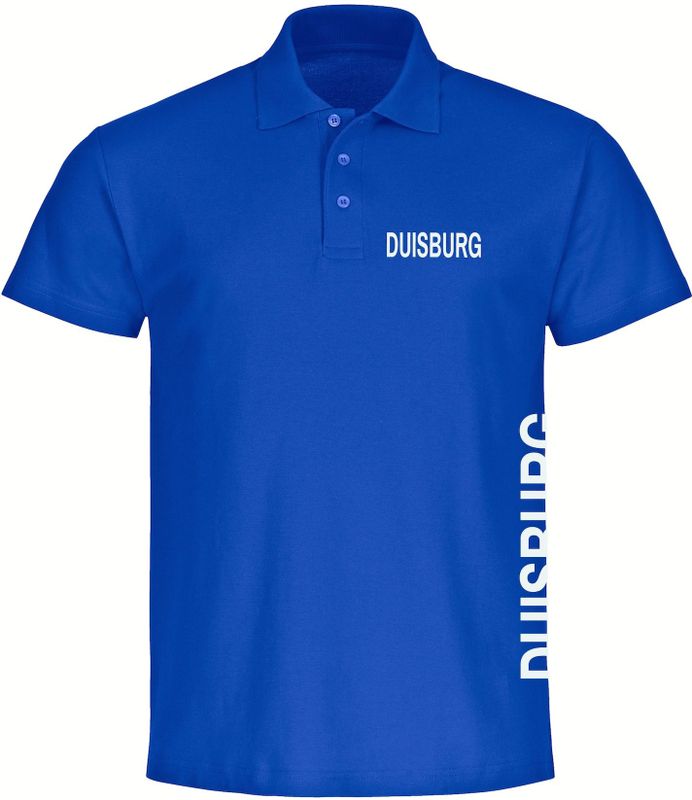 multifanshop Poloshirt - Duisburg - Brust & Seite - Druck weiß - Polo
