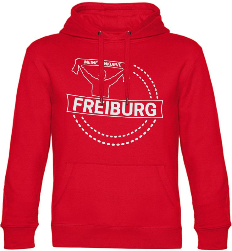 multifanshop Kapuzen Sweatshirt - Freiburg - Meine Fankurve - Druck weiß - Hoodie