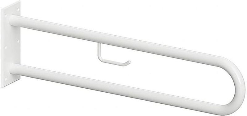 Brillantbad BELP Stützgriff in U-Form Eisen Weiß mit Toilettenpapierhalter 100x250x766 mm, 120 kg Traglast für Bad & WC >> zum Bohren