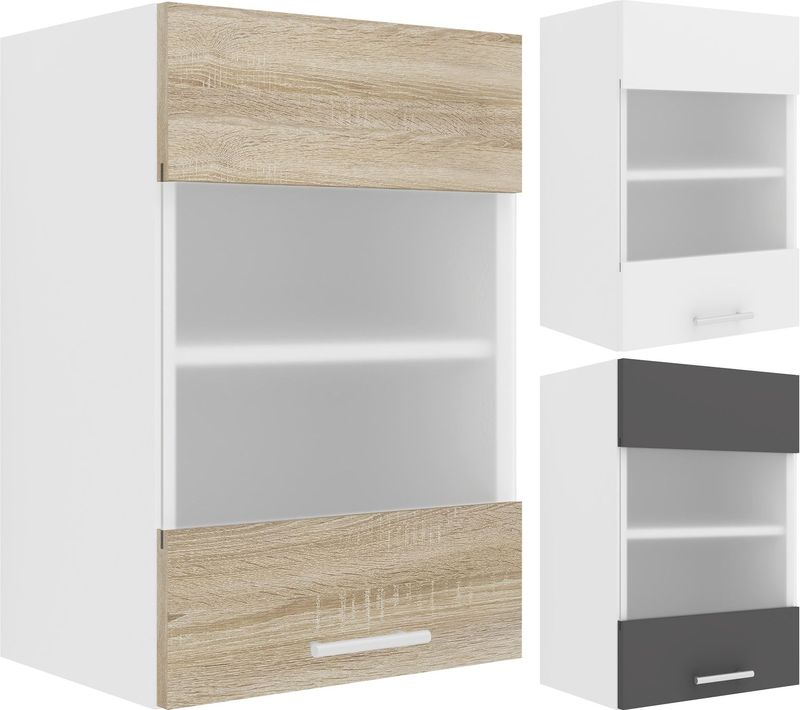 VCM Küchenschrank hängend  Maße ca. H. 60 x B. 40 x T. 31 cm  Hängeschrank mit zwei Fächern  Küchenschrank mit Glas  Küchenmöbel - Esilo