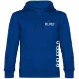 multifanshop Kapuzen Sweatshirt - Bielefeld - Brust & Seite - Druck weiß - Hoodie