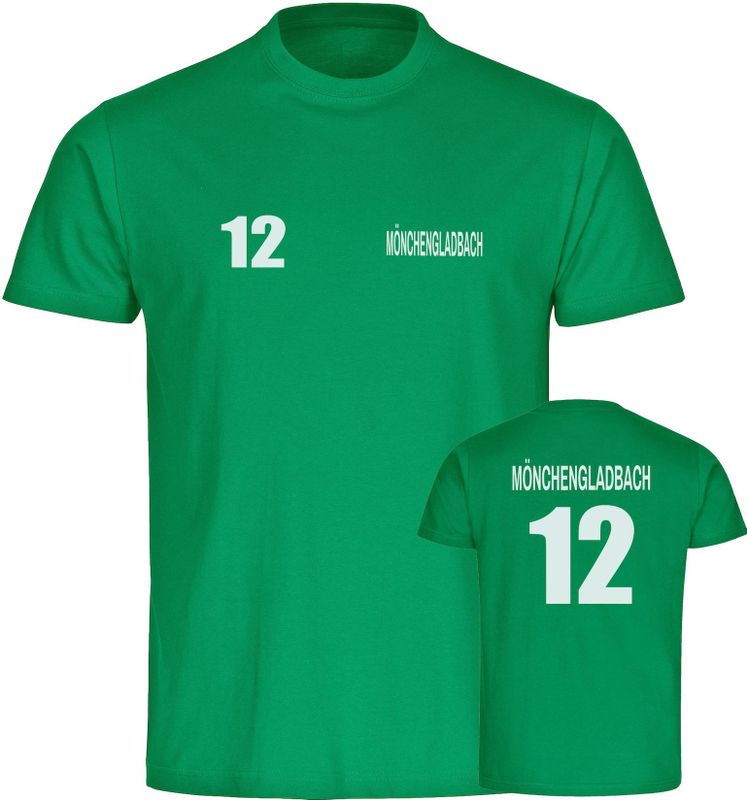 multifanshop Kinder T-Shirt - Mönchengladbach - Trikot Nummer 12 - Druck weiß - Kind