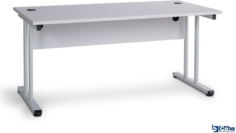 CEHA Büroschreibtisch mit T-Fuß und Knieraumblende 160 x 80 cm grau