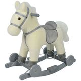Chipolino Schaukelpferd Sound, mit Räder, sattelförmiger Sitz, Holzgriffe Plüsch beige
