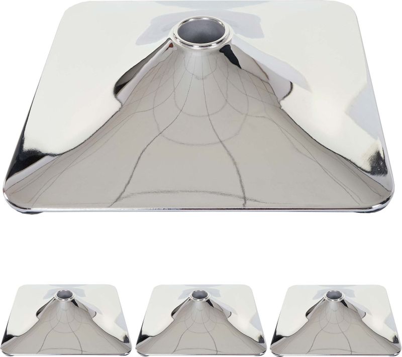 4er-Set Fußplatte Fuß Fußteller für Barhocker Drehstuhl Barstuhl Loungesessel, rechteckig chrom Ø 37,5cm