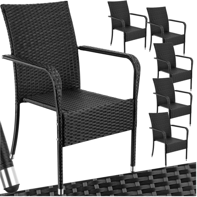 tectake® Rattanstuhl, widerstandsfähig, bodenschonend, stapelbar, 58 x 67 x 90 cm, Belastbarkeit 120 kg