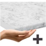 Vicco Herdumbauschrank R-Line Schwarz Beton Eiche 60 cm mit Arbeitsplatte Weiß-Marmor