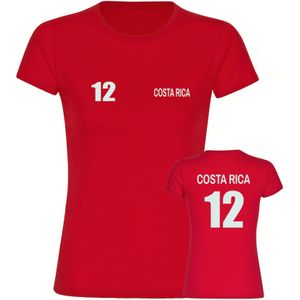 multifanshop Damen T-Shirt - Costa Rica - Trikot Nummer 12 - Druck weiß - Frauen