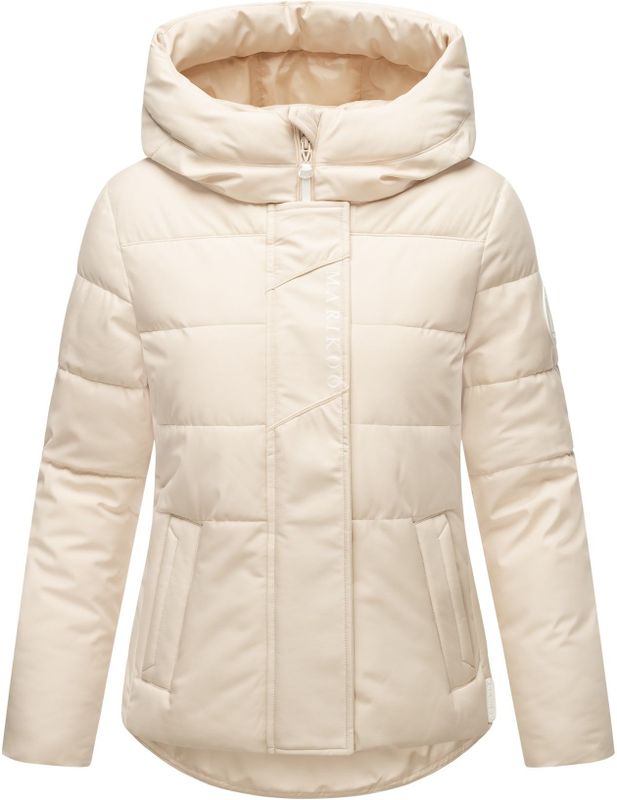 MARIKOO Damen Winter Jacke gesteppt Teddyfell gefüttert Steppjacke mit Kapuze & Recyceltes Obermaterial Elira