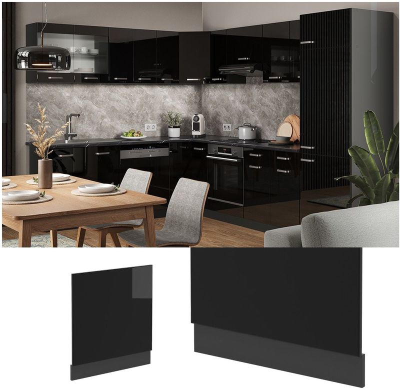 Vicco Geschirrspülerblende Küchenmöbel R-Line Solid Anthrazit Schwarz 60 cm modern