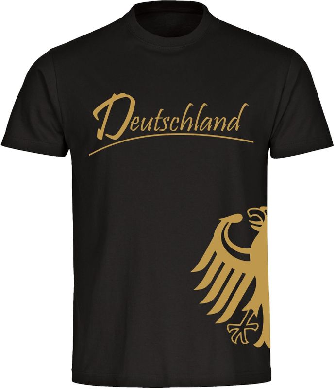 multifanshop Herren T-Shirt - Deutschland - Adler seitlich Gold - Druck gold metallic - Männer