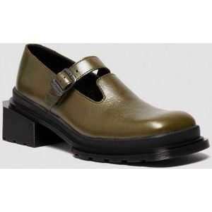 Dr. Martens Maybole Leren Mary Jane Schoenen Met Vierkante Neus in Groen, Grootte: 36