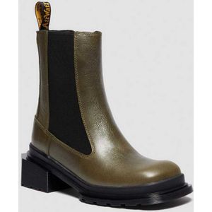 Dr. Martens Maybole Leren Chelsea Laarzen Met Vierkante Neus in Groen, Grootte: 36