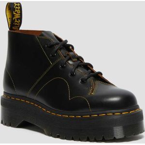 Dr. Martens Leer Church Quad Platform Laarzen in Zwart, Grootte: 36