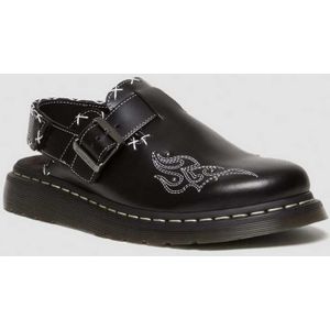 Dr. Martens Jorge Contrasterende Stiksel Leren Mules in Zwart, Grootte: 36