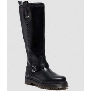 Dr. Martens - Anistone - Kniehoge Biker Laarzen - Zwart - Orleans Leer