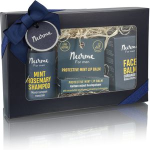 Nurme Mannen Cadeaupakket – Gezichtscrème, Mint Lippenbalsem & Natuurlijke Shampoo
