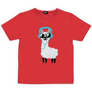 Kinder T-shirt "No Drama Llama" - Red / 146/152