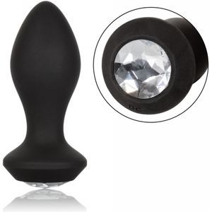 Medium Vibrerende Buttplug met diamant - oplaadbaar Zwart